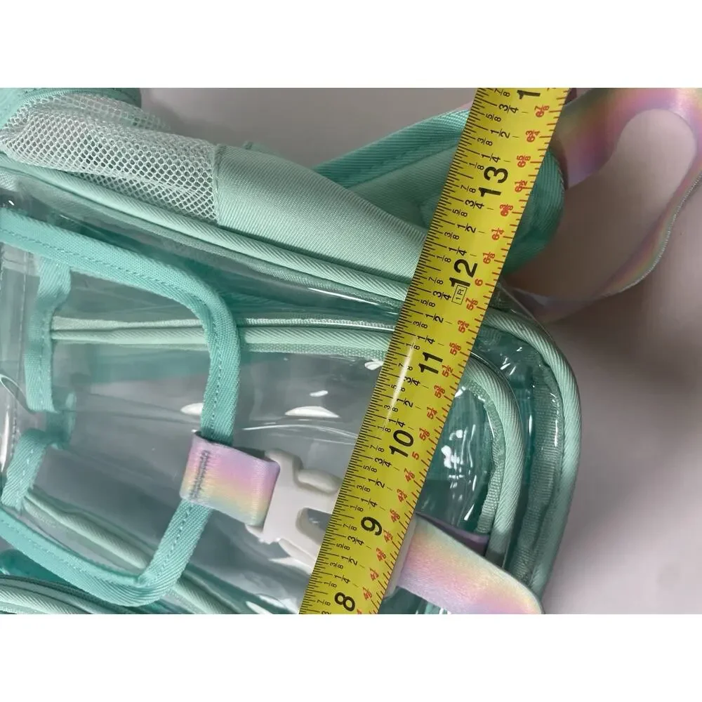 Clear Backpack for Girls Women Heavy Duty Transparent w/Aqua NWOT Backpack L